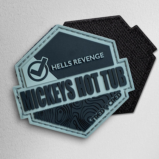 Tred Cred Mickeys Hot tub hexagonal PVC rubber trail patch in grey and black with hook and loop backing